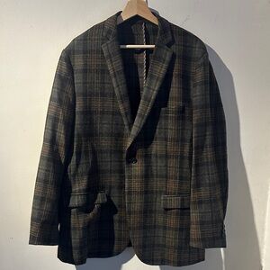 Classic Wool Plaid Men's Blazer